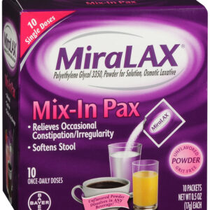 MiraLAX Polyethylene Glycol 3350 Osmotic Laxative Mix-In Pax Powder Unflavored 10 EA
